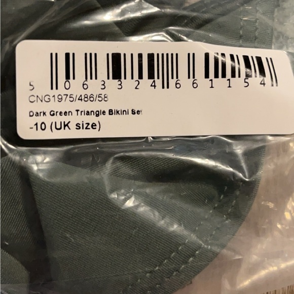 NWT Pretty Little Thing (PLT) Dark Green Triangle Bikini Set - Picture 5 of 8